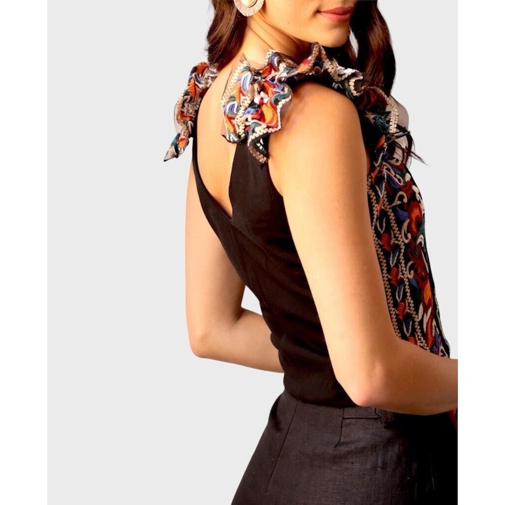 Anthropologie Eva Franco Embroidered Corset Top for Women Medium Multicolored - Picture 4 of 16